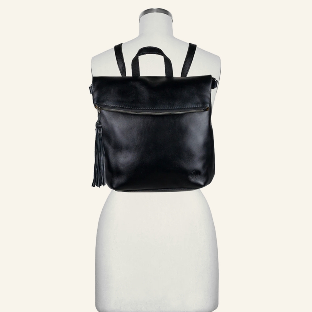 Patricia Nash Black Leather Backpack